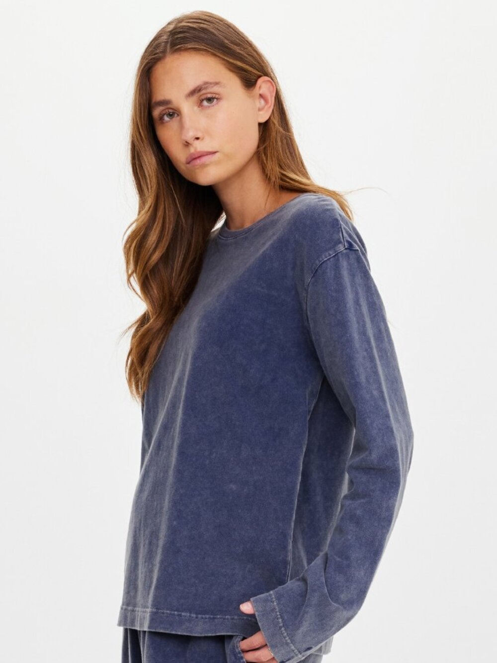 The Upside SOHO MALI LONG SLEEVE TOP, size XS, S or M,  cotton blue denim